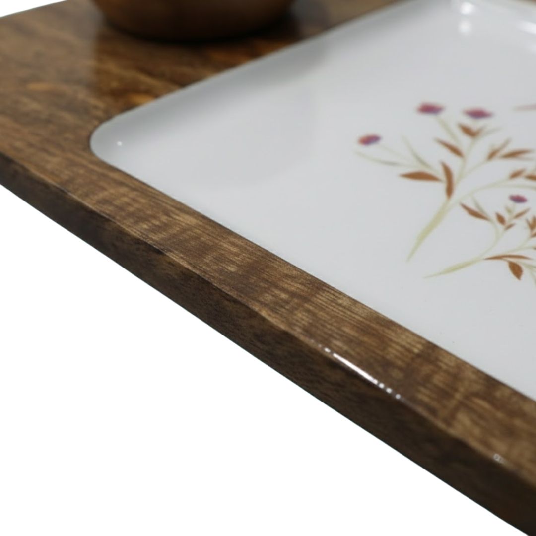 Mango Wood Platter with Bowl for Elegant Dining 069